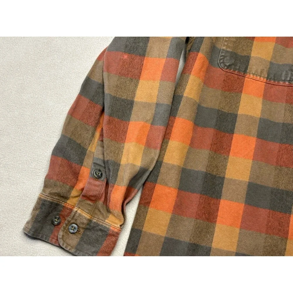 Carhartt Loose Fit Flannel Shirt Mens XL Orange Brown Plaid 105078 BRN Workwear - Picture 4 of 7
